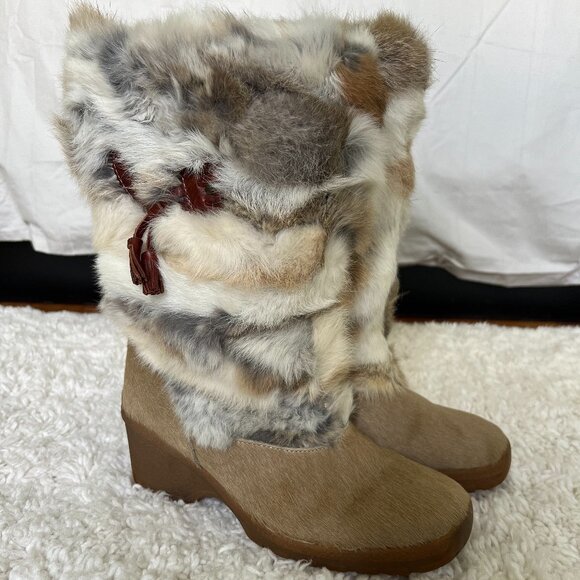 Pajar Beige Cow & Rabbit Siberia Boot Size 41
